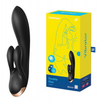 Смарт вибратор кролик Satisfyer Double Flex Connect App Black