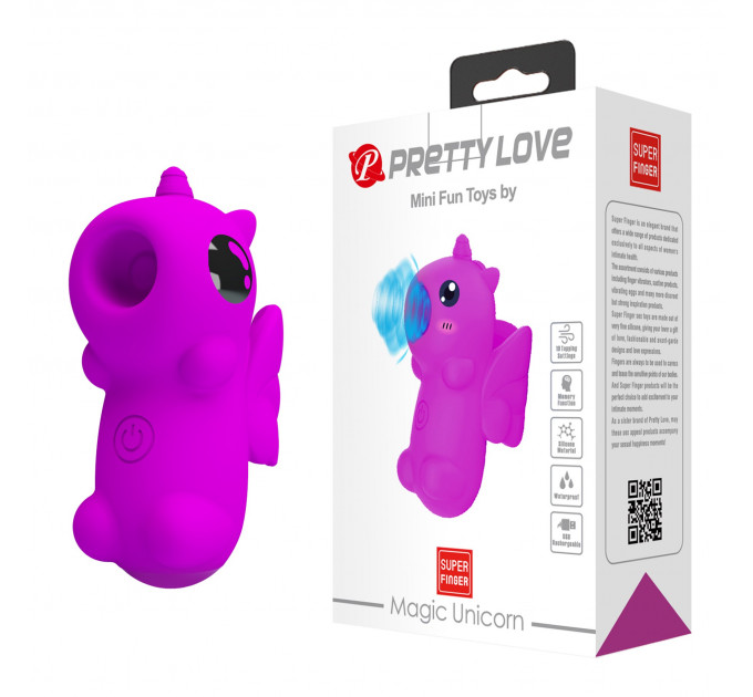 Стимулятор для клітора Pretty Love Magic Unicorn на палець, фуксія, 7.5 см