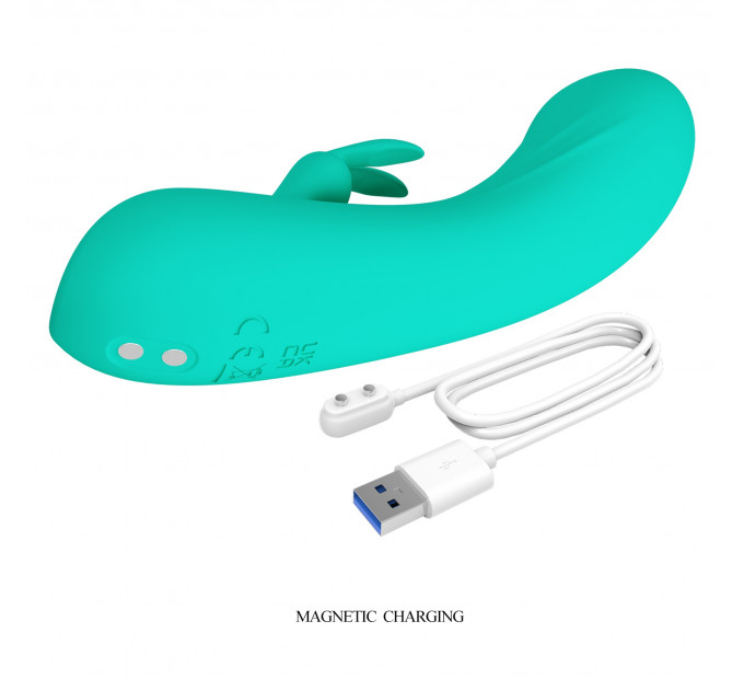 Вібратор-кролик PRETTY LOVE DJ Stick бірюзовий, 12.7 х 2.7 см