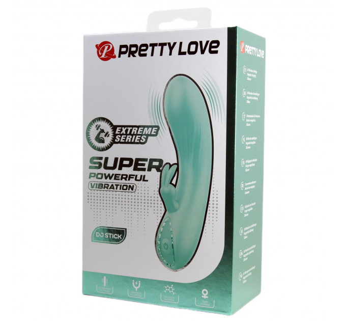 Вібратор-кролик PRETTY LOVE DJ Stick бірюзовий, 12.7 х 2.7 см