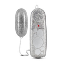 Виброяйцо с пультом управления B Yours с глиттером, серебристое