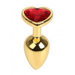 Анальная пробка Gold Metal Heart Red, S