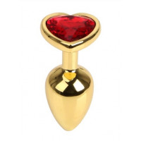 Анальная пробка Gold Metal Heart Red, S