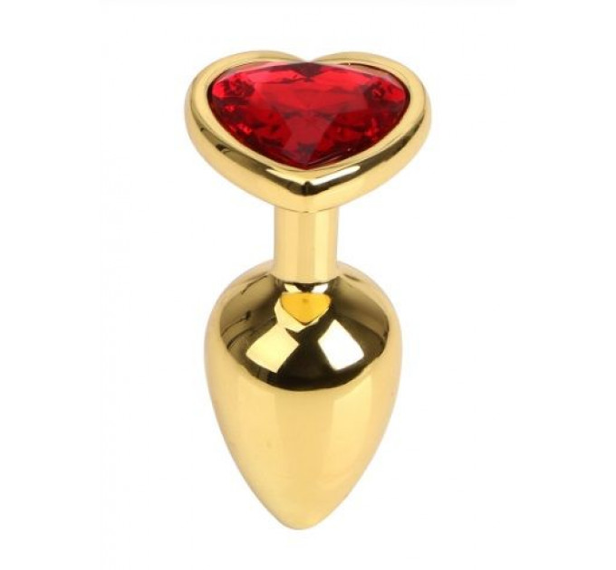 Анальная пробка Gold Metal Heart Red, S