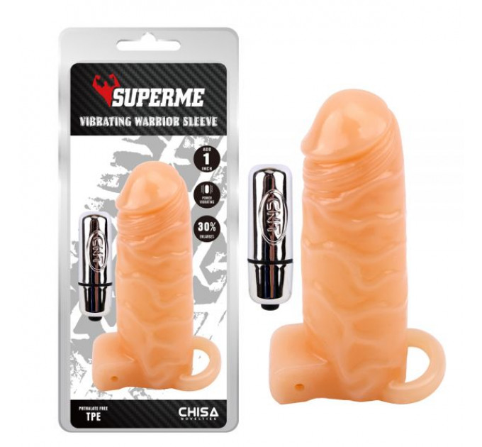 CH14591 Насадка з вібро беж Chisa Superme Vibrating Warrior Sleeve