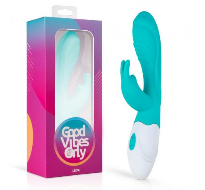 Вибратор-кролик Leda Good Vibes Only, силиконовый, голубой, 20 см х 3.2 см