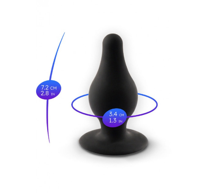 Анальная пробка термореактивная Silexd Plug Model 2 конической формы, черная, S