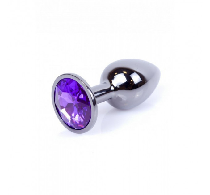 Анальная пробка с камнем Plug-Jewellery Dark Silver PLUG- Purple размер S
