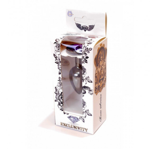Анальная пробка с камнем Plug-Jewellery Dark Silver PLUG- Purple размер S