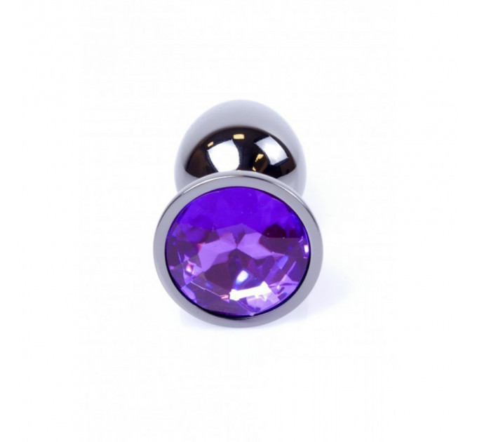 Анальная пробка с камнем Plug-Jewellery Dark Silver PLUG- Purple размер S