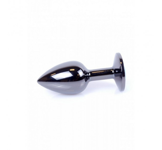 Анальная пробка с камнем Plug-Jewellery Dark Silver PLUG- Purple размер S