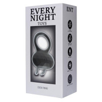 Ерекційне віброкільце Every Night Toys Diamond The Duke з вушками для клітора, чорне