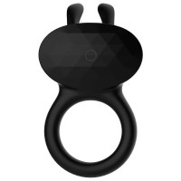 Ерекційне віброкільце Every Night Toys Diamond The Duke з вушками для клітора, чорне