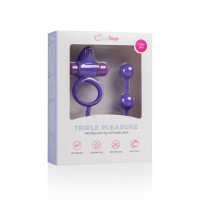 Эрекционное кольцо Triple Pleasure с анальной цепочкой, фиолетовое