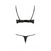 Комплект белья с декоративным элементом VERONIQUE SET black S/M - Passion