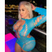 Мереживна сукня з довгим рукавом та вирізами Leg Avenue Tur Blue O\S