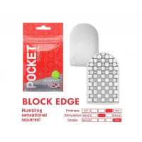 Мини мастурбатор нереалистичный Tenga Pocket Block Edge, с рельефом, белый