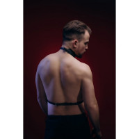 Портупея з нашийником чоловіча One Size Р7, натуральна шкіра, чорна