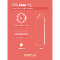 Презервативы светящиеся в темноте Exs Glowing веганские (цена за упаковку, 12 шт.)