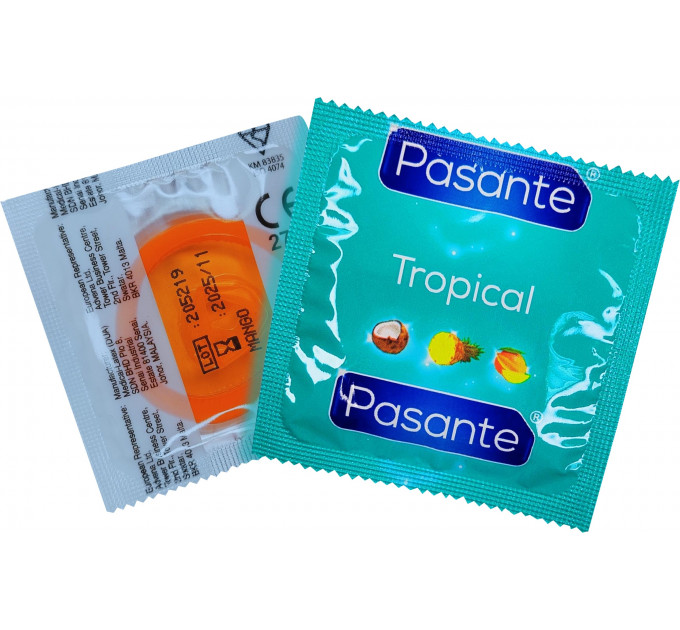 Презервативы со вкусом манго ,53мм , Рasante Tropical condoms , за 6 шт