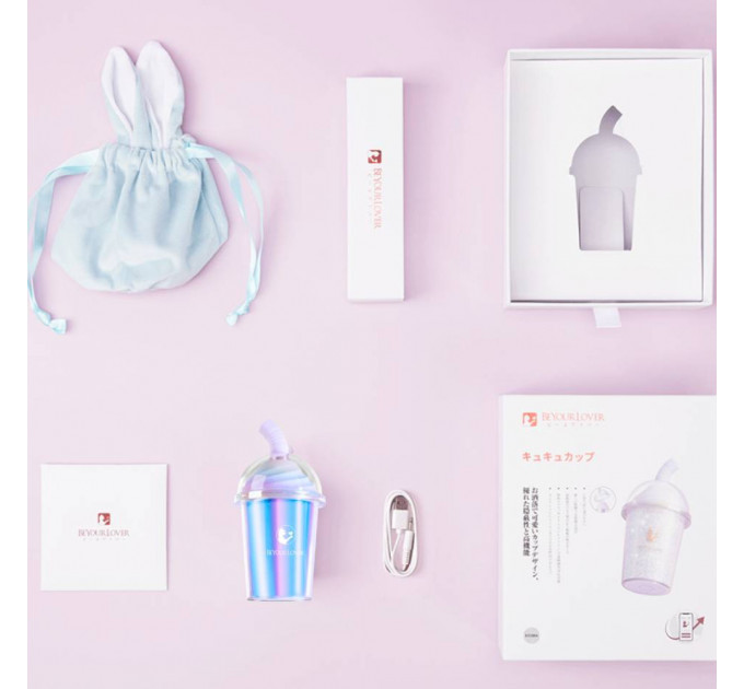 Вакуумний стимулятор у формі стаканчика з трубочкою BeYourLover Joy Cup голубий, 9.1 см х 4.6 см