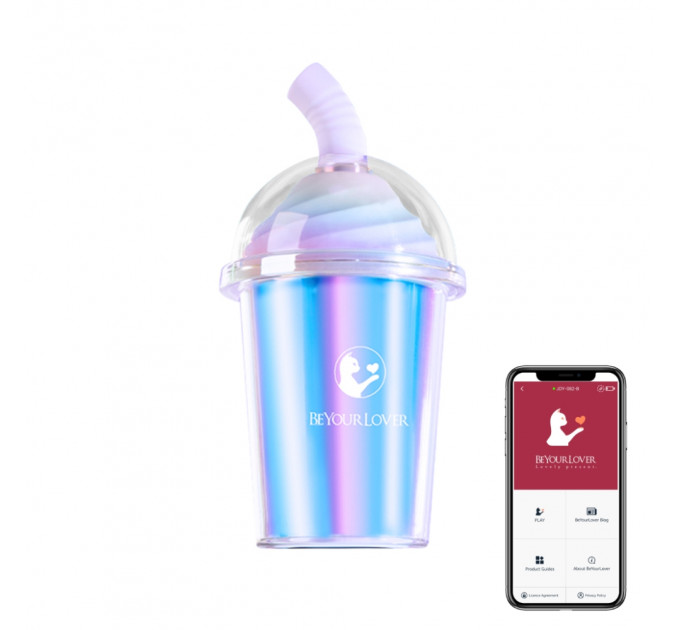 Вакуумний стимулятор у формі стаканчика з трубочкою BeYourLover Joy Cup голубий, 9.1 см х 4.6 см