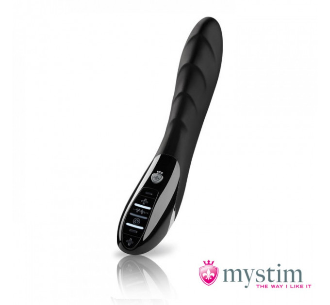 Вибратор ребристый Mystim Sizzling Simon с электростимуляцией, черный