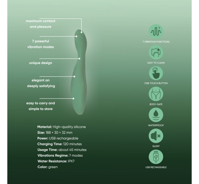 Вибратор для точки G Sweet Em, зелёный