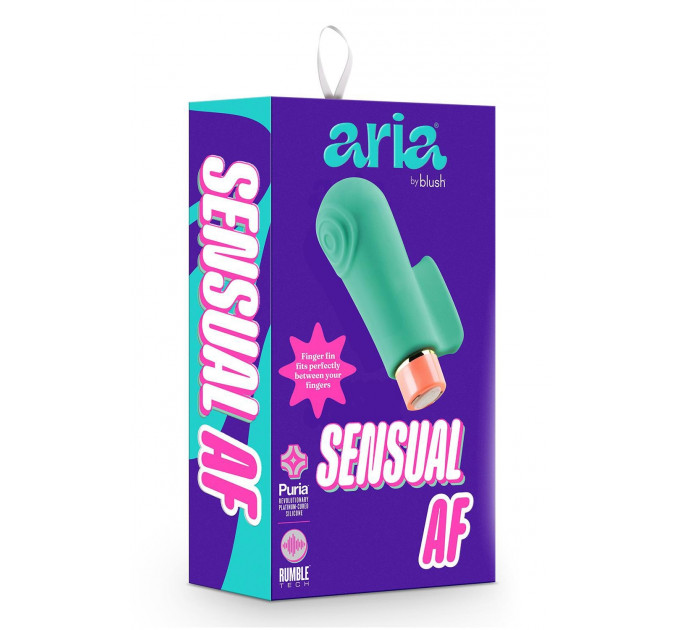 Вибратор на палец с рельефом Aria Blush, силиконовый, бирюзовый