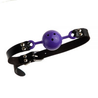 F61409 Кляп з екошкіри Loveshop Latex BREATHABLE BALL Gag PURPLE