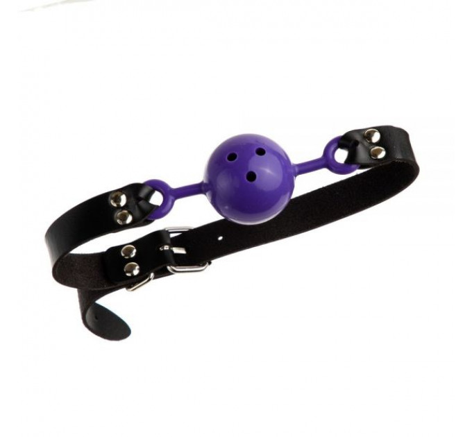 F61409 Кляп из экокожи Loveshop Latex BREATHABLE BALL GAG PURPLE