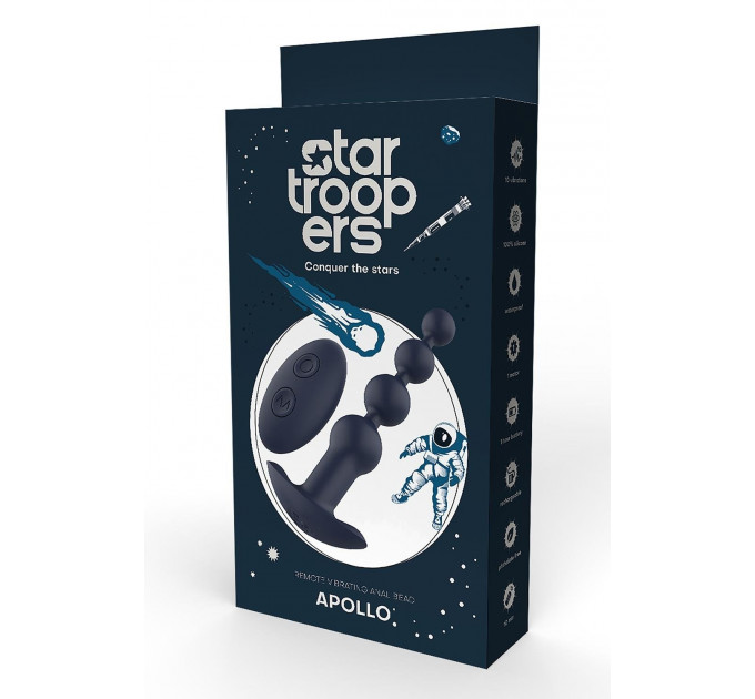 Анальная елочка с вибрацией Dream Тoys Startroopers Apollo на пульте управления, черная