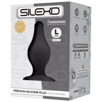 Анальна пробка термореактивна Silexd Plug Model 2 конічної форми, чорна, L