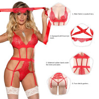 Комплект белья кружевной Star Night Love Affair Lace красный XS-S