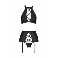 Комплект белья с поясом для чулок NANCY SET black S/M - Passion