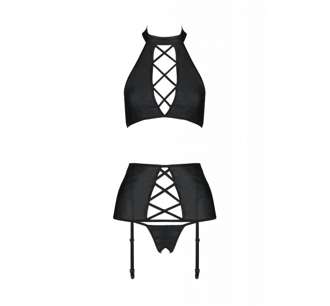 Комплект белья с поясом для чулок NANCY SET black S/M - Passion