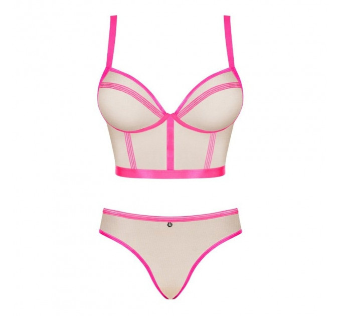 Комплект Obsessive Nudelia top & panties pink S/M