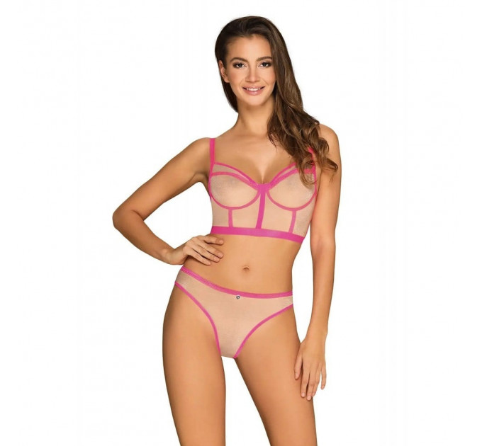 Комплект Obsessive Nudelia top & panties pink S/M