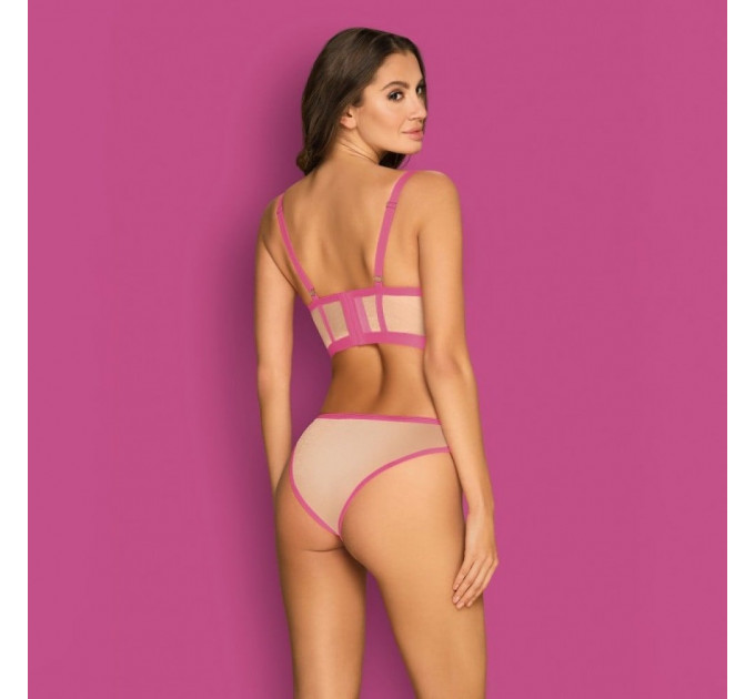 Комплект Obsessive Nudelia top & panties pink S/M