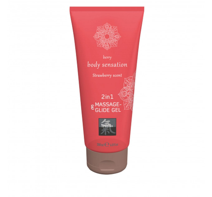 Лубрикант та масажне масло 2 в 1 HOT SHIATSU Massage-& Glide gel 2in1 Strawberry scent, 200 мл