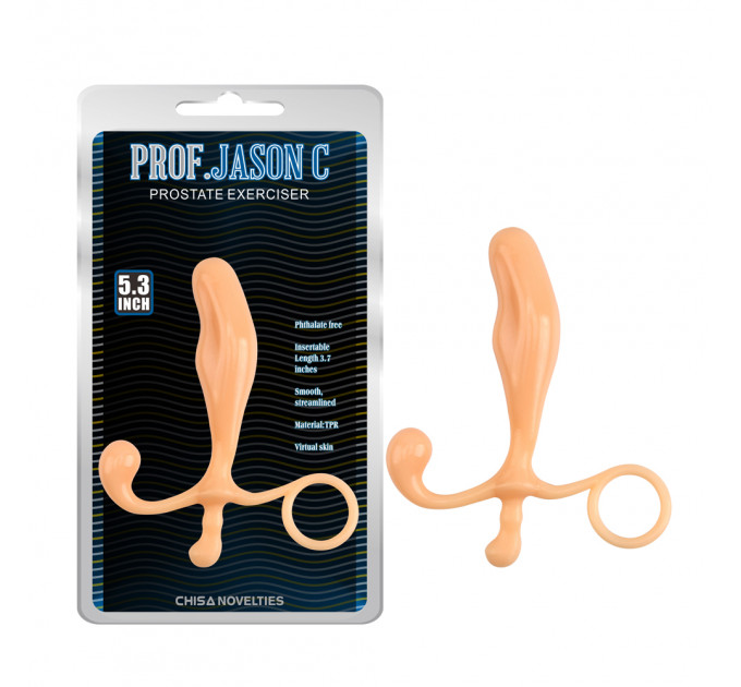 Массажер простаты Chisa Prof.Jason C Prostate Exerciser с анатомическим рельефом, бежевый