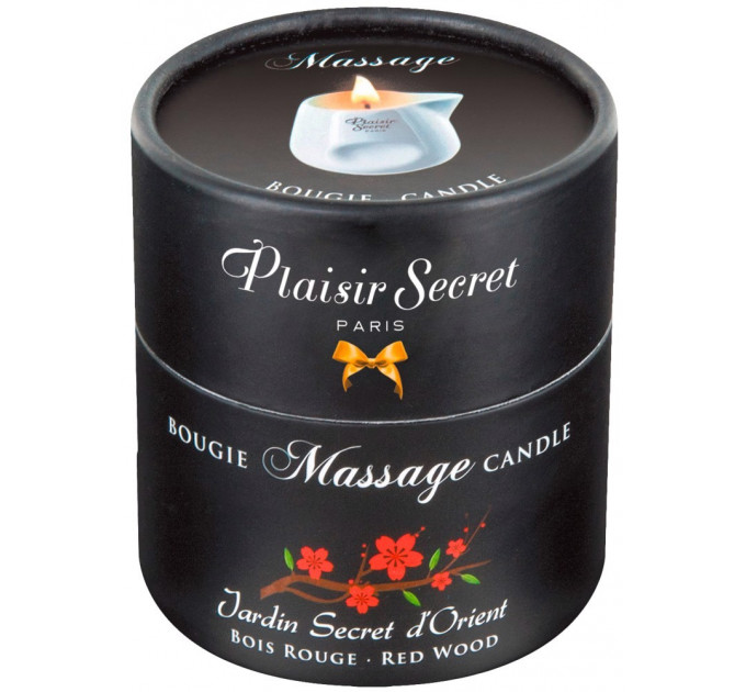 Массажная свеча Plaisirs Secrets Red Wood с ароматом Красного дерева, 80 мл