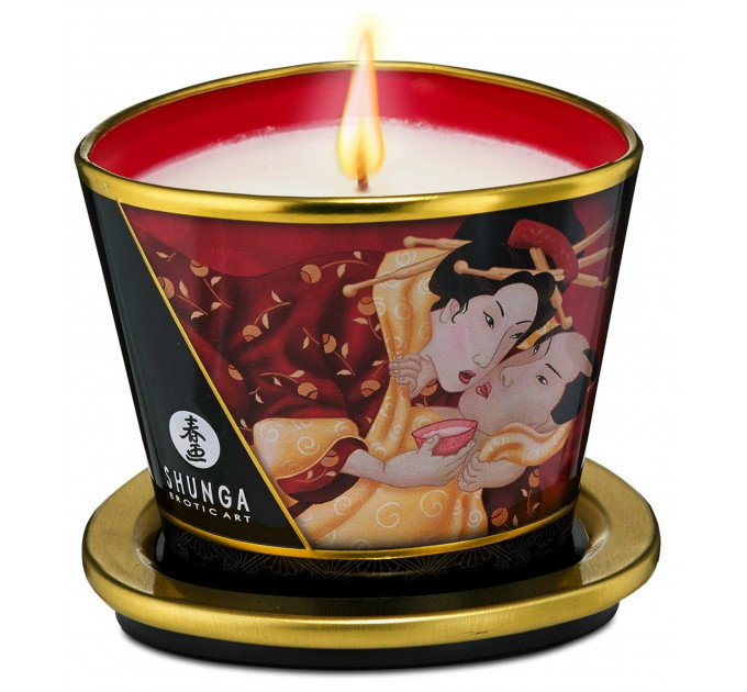 Масажна свічка Shunga Massage Candle Strawberry з ароматом полуниці, 170 мл