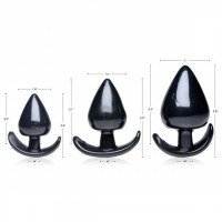 Набір анальних пробок різного розміру Master Series Triple Spades, чорний