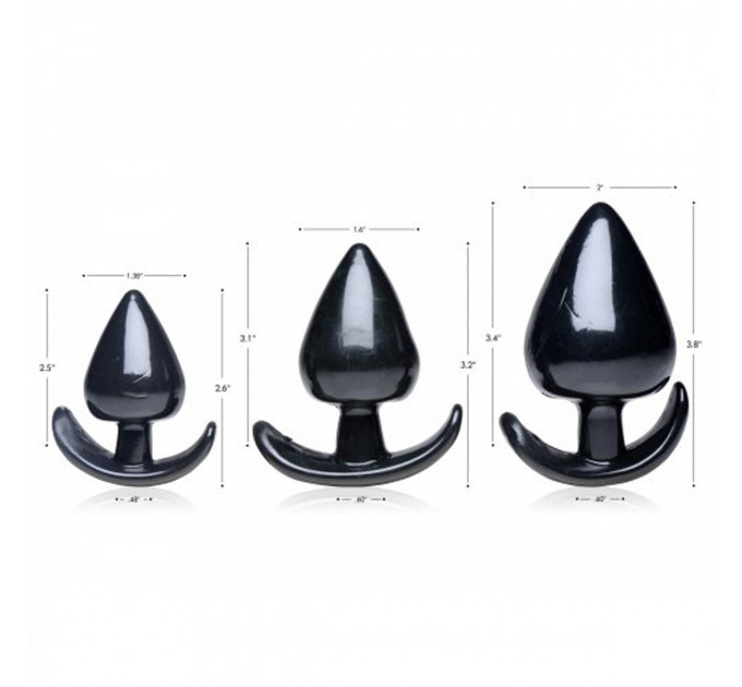 Набір анальних пробок різного розміру Master Series Triple Spades, чорний