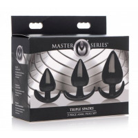 Набір анальних пробок різного розміру Master Series Triple Spades, чорний