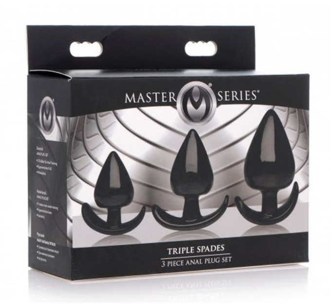 Набір анальних пробок різного розміру Master Series Triple Spades, чорний
