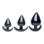 Набір анальних пробок різного розміру Master Series Triple Spades, чорний