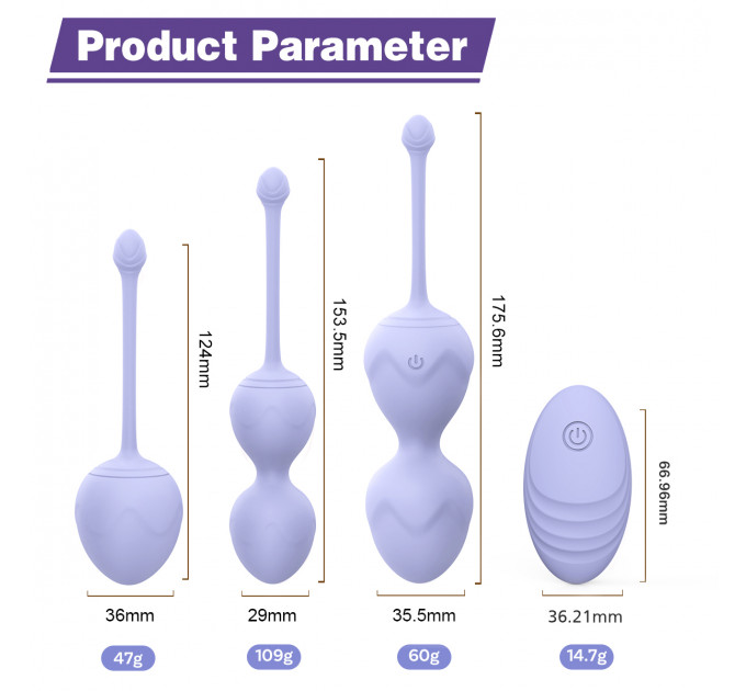 Набор вагинальных виброшариков Every Night Toys Lela, 3 шт, с дистанционным пультом, сиреневый