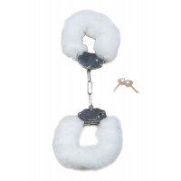 Наручники білий метал з хутром plush handcuffs